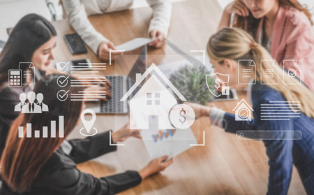 Real estate management integrates financial planning, loan evaluation, and investment analysis to enhance property value, business performance, and strategic decision-making. Parseの写真素材