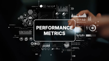 Performance Metrics Data Visualization with Graphs, Charts, and Icons for Business Analysis and Reporting. Asymptotic smart data analytic.の写真素材