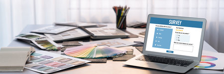 Online survey form for brisk digital information collection on the internet networkの写真素材