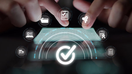 Quality assurance, product quality control, compliance verification, QA and QC systems, and product excellence achieved through structured quality assurance processes.の写真素材