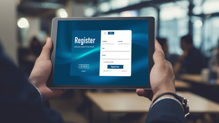 Online registration form for brisk form filling on the internet websiteの素材