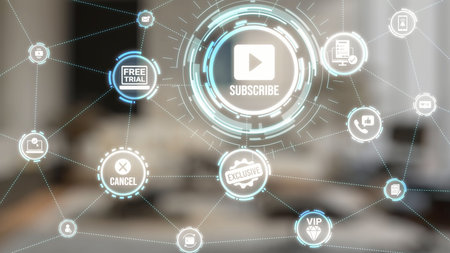 Concept of subscription services provides exclusive digital content. This model offers continuous access, enhancing subscription services with personalized experiences and benefits. Gistの写真素材