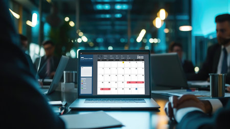 Calendar on computer software application for brisk schedule planning for personal organizer and online businessの素材