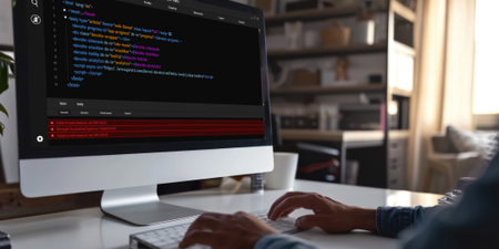 Software development programming on computer screen for brisk application and program codingの素材