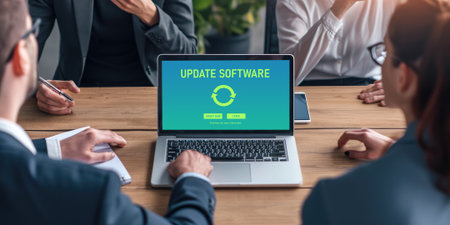 Software update on computer for brisk version of device software upgradeの素材