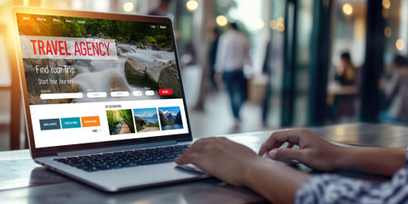 Online travel agency website for brisk search and travel planning offers deal and package for flight , hotel and tour bookingの素材