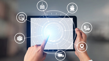 Global shipping icons show transport, logistics, and cargo delivery. Global shipping connects supply...