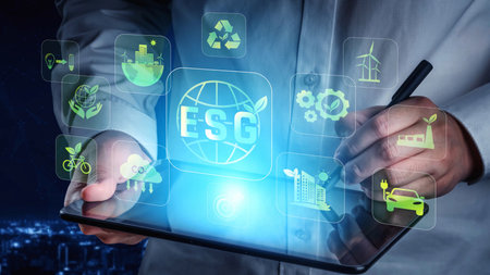 ESG promotes sustainability through green energy, carbon reduction, eco cities, clean tech, and...