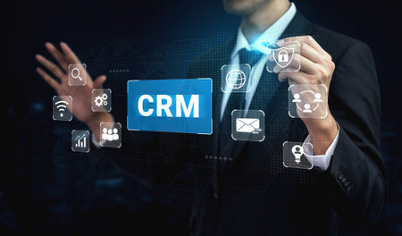CRM system enhances customer relationship management by integrating communication, data analytics, and automation tools to improve marketing, sales, and service performance. Parseの写真素材