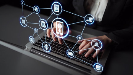 Online banking and digital banking innovation combining finance and technology, optimizing online...