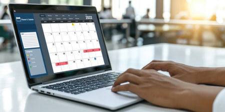 Calendar on computer software application for brisk schedule planning for personal organizer and online businessの素材