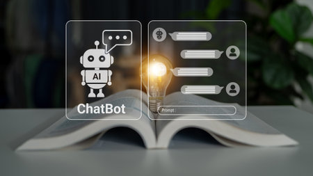 Chatbot interface representing artificial intelligence customer support and automated response system for business communication. Parseの写真素材