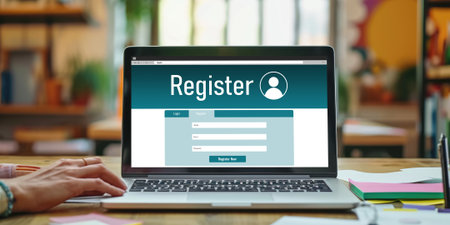 Online registration form for brisk form filling on the internet websiteの素材