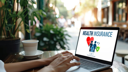 Health insurance web site brisk registration system for easy form fillingの素材