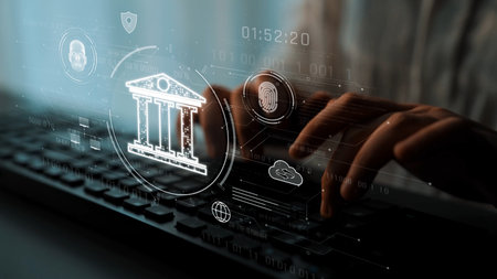 AI drives digital transformation in government through secure identification, biometric data, and smart system integration across public services.の写真素材