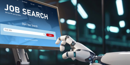 Online job search on brisk website for worker to search for job opportunities on the recruitment internet networkの素材