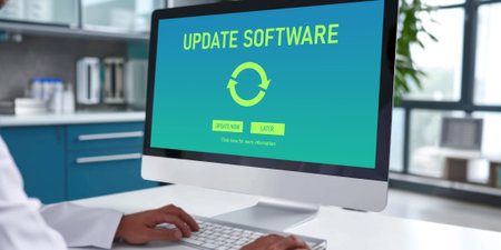 Software update on computer for brisk version of device software upgradeの素材