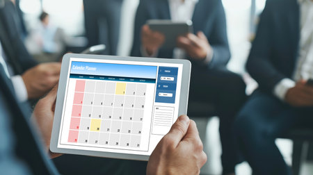 Calendar on computer software application for brisk schedule planning for personal organizer and online businessの素材