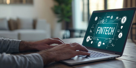 Fintech financial technology software for brisk business to analyze marketing strategyの素材