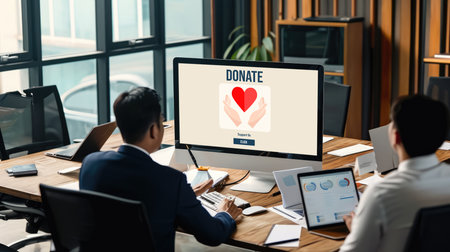 Online donation platform offer brisk money sending system for people to transfer on the internetの素材