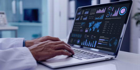 Business data dashboard provide business intelligence analytic for marketing strategy planning brisk with big data set to analyze customer demands and foreseeing business futureの素材