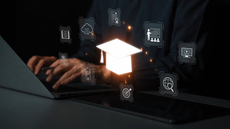 Online learning system combining digital education, e-learning, and virtual classroom to enhance...
