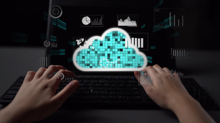 Cloud computing, cloud strategy, and cloud technology transforming digital infrastructure with...