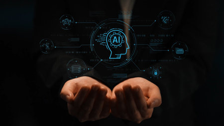 AI security and data ecosystem integrate ai, data, and security into one connected system for automation, protection, and efficient digital processes.の写真素材