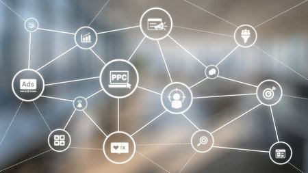 Concept of marketing online strategy using digital marketing, PPC campaigns, social media ads, and SEO analytics. Marketing online improves visibility, digital marketing drives engagement. Gistの写真素材