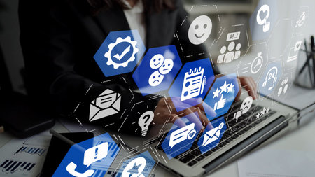 Customer experience review analysis, customer satisfaction improvement, feedback data evaluation, service quality enhancement, and business reputation through online review insights. Funnelの写真素材