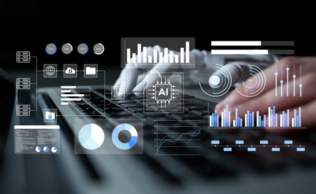 A seamless integration of artificial intelligence and human interaction, featuring data...