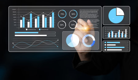 Engaging visual representation of business data showcasing various interactive charts and graphs...