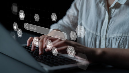 Search bar representing digital marketing, SEO analysis, and network data management Parseの写真素材