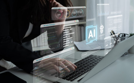 AI assistant dashboard for code, media, and image generation with performance analytics and chatbot modules Parseの写真素材