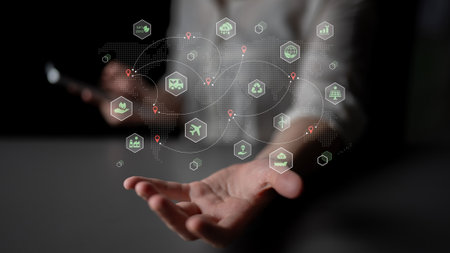 Sustainable supply chain improves global environmental responsibility, drives green logistics, and reduces emissions Parseの写真素材