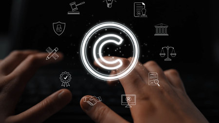 Copyright protection highlights copyright, intellectual property, and legal ownership through law, verification, and secure digital rights Marrowの写真素材