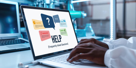 Help screen on the website provide answer to FAQ frequently asked question brisk with knowledge information and solution by customer supportの素材