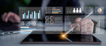 Modern dashboard interface showing performance metrics, data charts, and trend analysis for product...