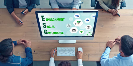 ESG environmental social governance policy for brisk business to set a standard to achieve high ESG scoreの素材