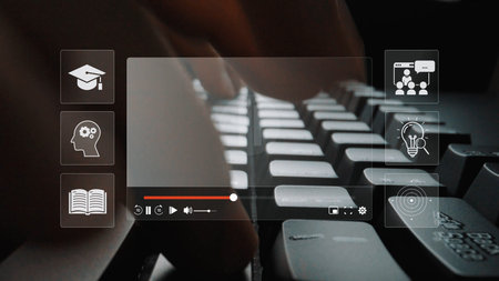 AI transforms online learning through interactive education, personalized lessons, and intelligent content delivery. Learning systems become smarter and more goal-focused.の写真素材