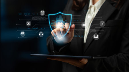 Intelligent AI cybersecurity system enhances digital protection, detects real-time threats, and ensures secure data transmission, improving resilience and network reliability. Parseの写真素材