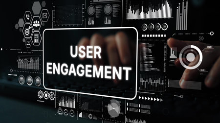 User Engagement Metrics Visualization with Data Analytics Dashboard and Hands on Keyboard Input. Asymptotic smart data analytic.の写真素材