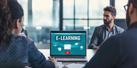 E-learning website with brisk sofware for student to study online on the internet networkの素材