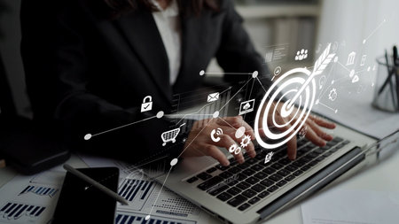 Target audience analysis, customer segmentation, personalized marketing, audience targeting strategies, and marketing efficiency improvement through smart customer profiling.の写真素材