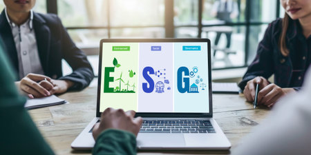 ESG environmental social governance policy for brisk business to set a standard to achieve high ESG scoreの素材