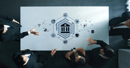 Financial services enhance digital banking infrastructure, secure transactions, and network integration Parseの写真素材