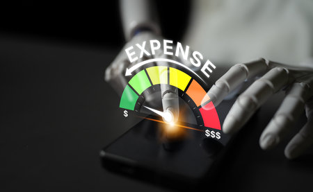 AI helps track expense and cost data, monitor financial activity, and optimize spending for budgeting and financial controlの写真素材