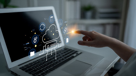 A cloud storage and data synchronization service ecosystem. A concept of cloud computing for file...