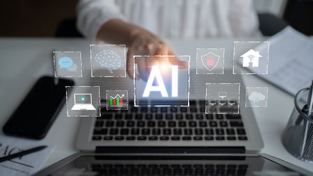 AI integration is transforming digital ecosystem. AI integration enhances smart systems, AI integration drives data, AI integration improves connectivity, and boosts performance.の写真素材