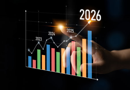 Business growth forecast highlights increasing trends new year 2026. Growth forecast data, growth...